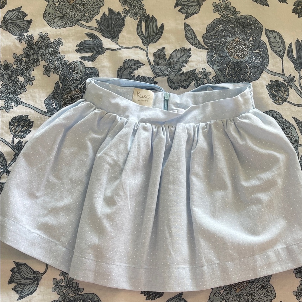 Light Blue Gathered Mini Skirt for Kids